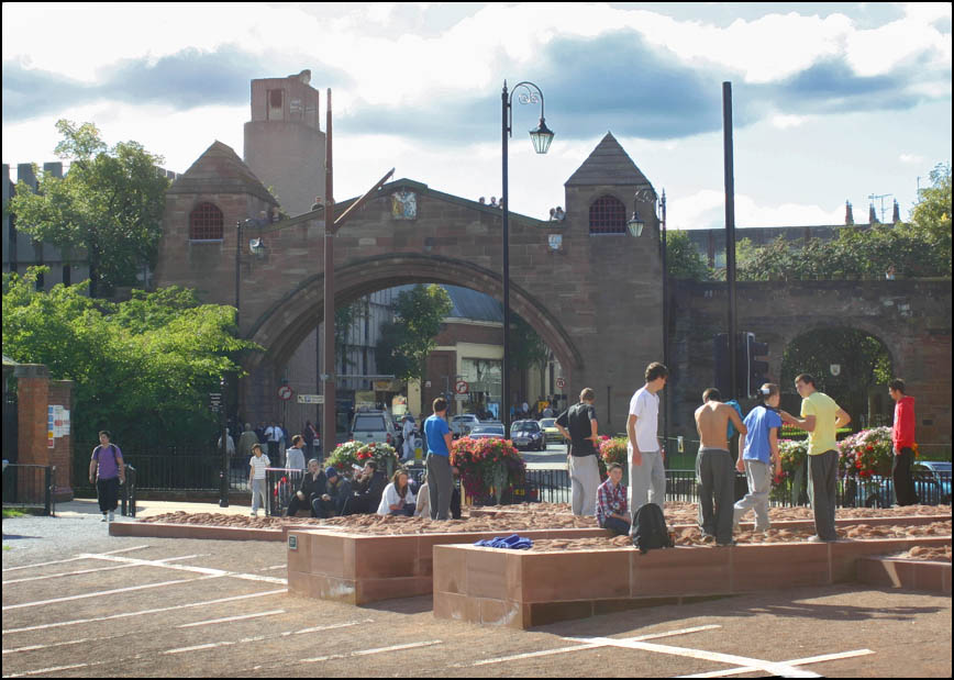 kids playing at amphitheatre