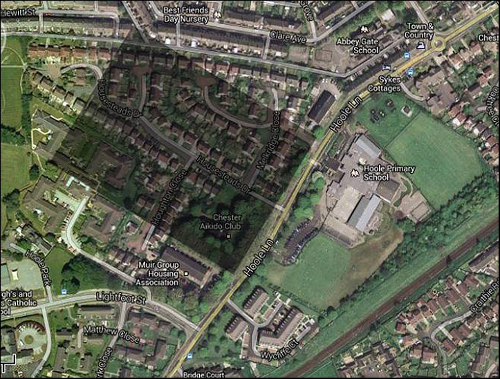 aerial view of former hospital site